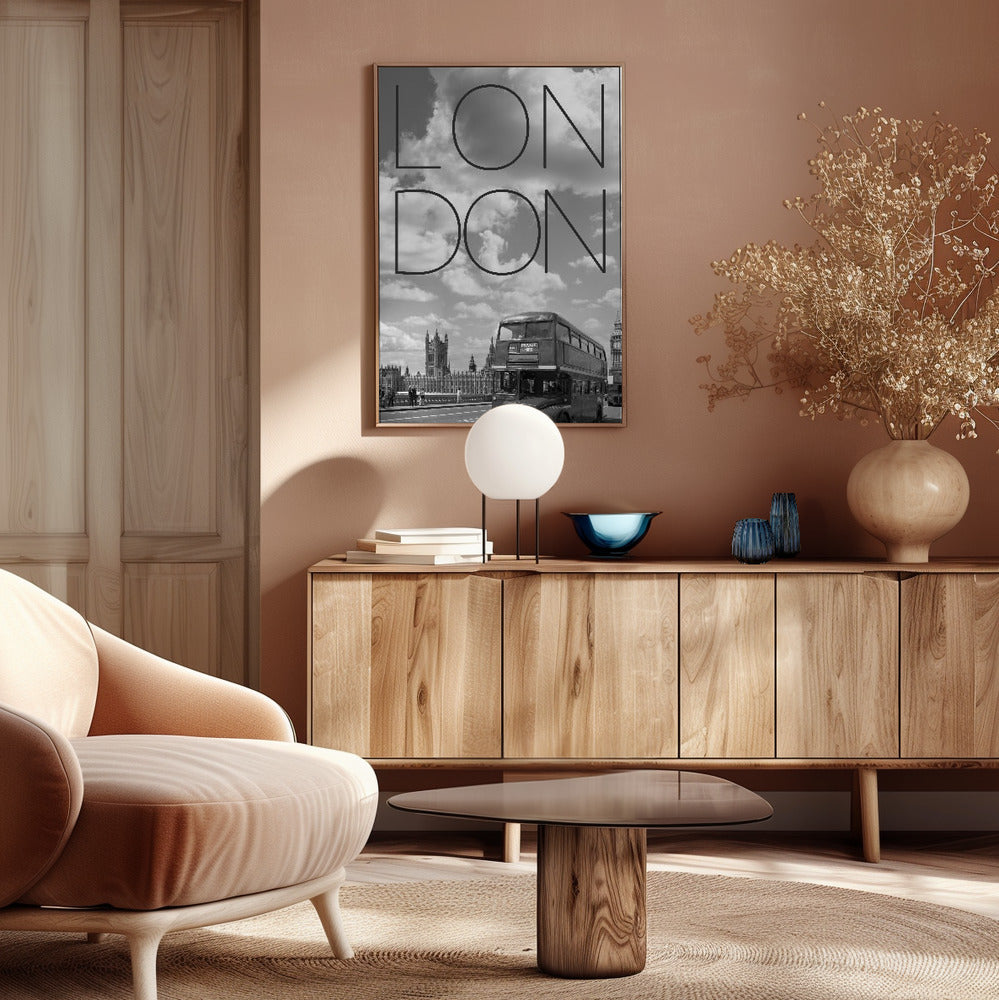 Busses in London | Text & Skyline Poster